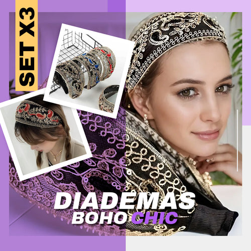 PRODUCTO EXCLUSIVO! SET X3 DIADEMAS PARA EL CABELLO BOHO CHIC