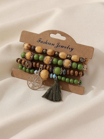 OFERTA! SET X4 PULSERAS BOHEMIAS ARBOL DE VIDA + PRODUCTO SORPRESA GRATIS