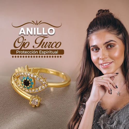 JOYERIA EXCLUSIVA! ANILLO DE OJO TURCO AMULETO PROTECTOR