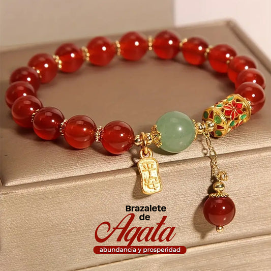 BRAZALETE DE AGATA ROJO PARA LA ABUNDANCIA Y PROSPERIDAD