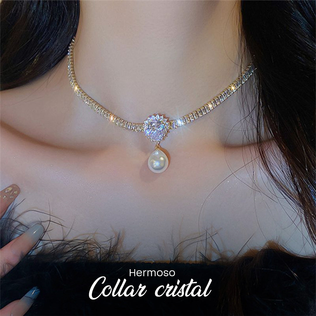 JOYERIA EUROPEA! COLLAR CRISTAL CON PERLA ✨✨✨