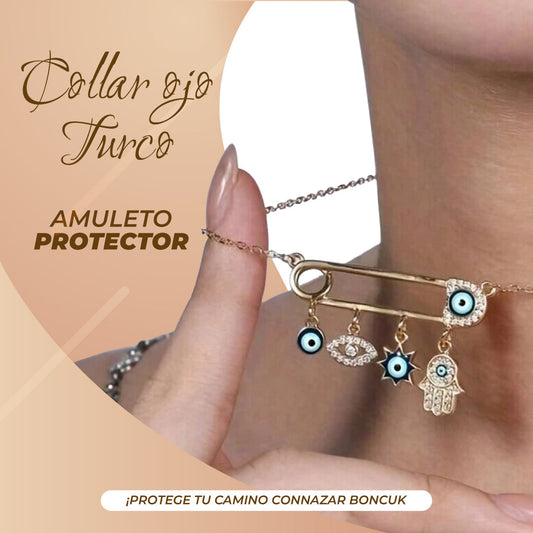 ¡COLECCION IMPERDIBLE! COLLAR EN BAÑO DE ORO OJO TURCO