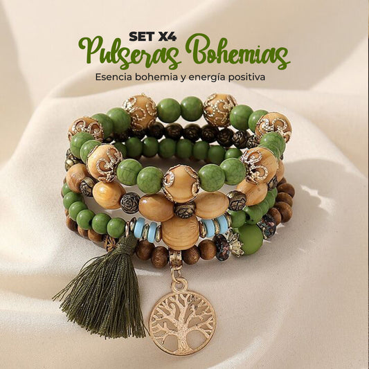 OFERTA! SET X4 PULSERAS BOHEMIAS ARBOL DE VIDA + PRODUCTO SORPRESA GRATIS